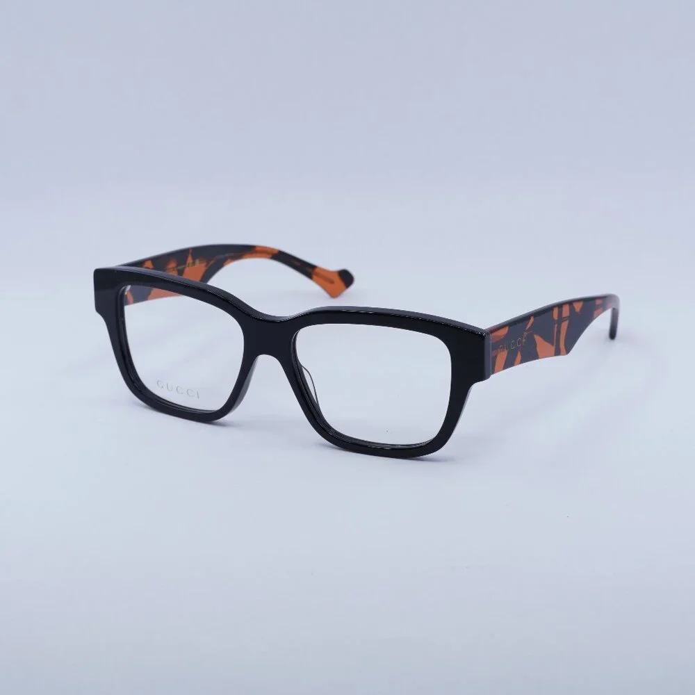 🕶️ New Gucci GG1428O 006 Eyeglasses - Black With Orange Havana Frame